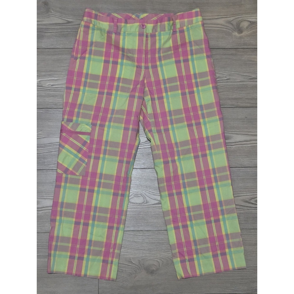 Vintage Lilly Pulitzer Womens Size 4 Multi-Color Plaid Straight Leg Capri Pants